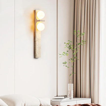 Applique Murale Rétro en Pierre Naturelle Jaune, Lumière Chaude Ambiance Cosy