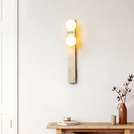 Applique Murale Rétro en Pierre Naturelle Jaune, Lumière Chaude Ambiance Cosy