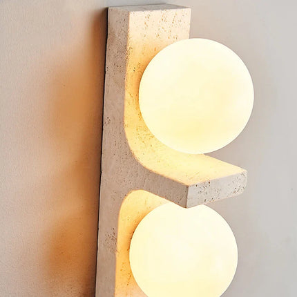 Applique Murale Rétro en Pierre Naturelle Jaune, Lumière Chaude Ambiance Cosy