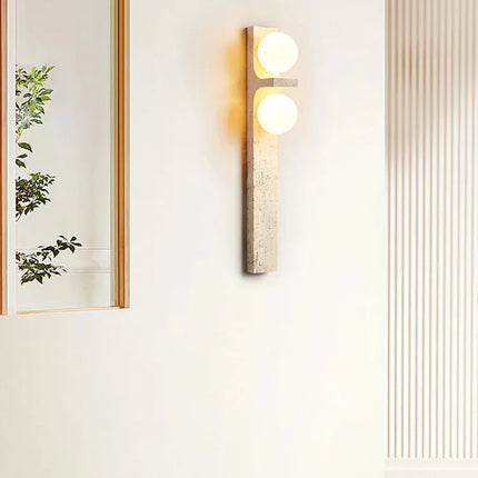 Applique Murale Rétro en Pierre Naturelle Jaune, Lumière Chaude Ambiance Cosy