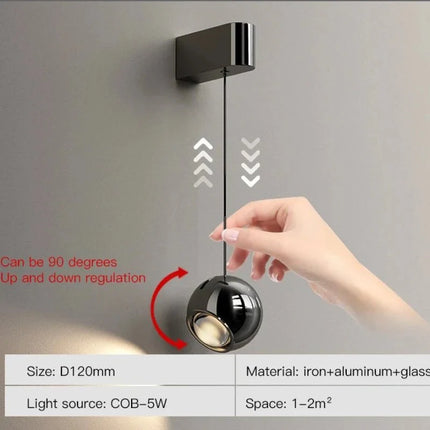 Applique Murale LED Réglable Moderne en Aluminium Noir pour Chambre et Salon - Luminous Place