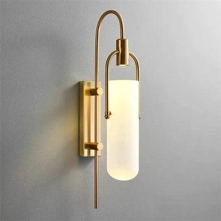 Applique Murale LED Moderne en Verre Noir et Or pour Salon et Couloir