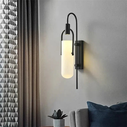 Applique Murale LED Moderne en Verre Noir et Or pour Salon et Couloir