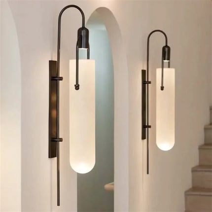 Applique Murale LED Moderne en Verre Noir et Or pour Salon et Couloir