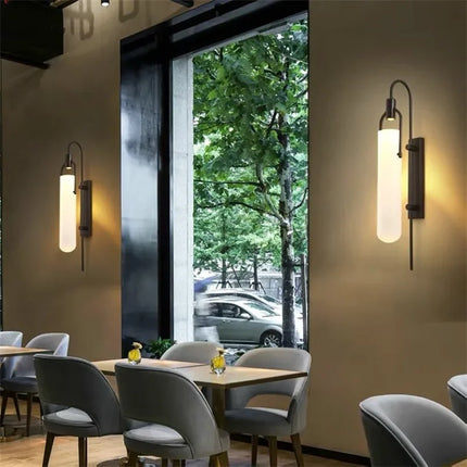 Applique Murale LED Moderne en Verre Noir et Or pour Salon et Couloir