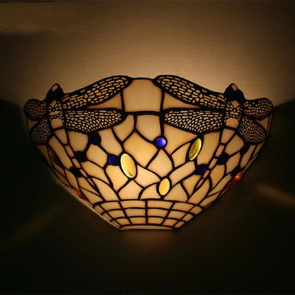 Applique Murale Style Européen Vitrail Libellule pour Ambiance Nostalgique - Luminous Place