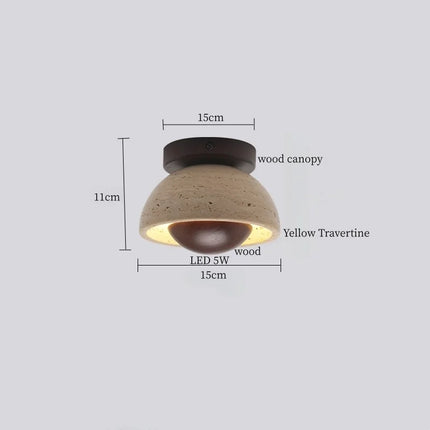 Applique Murale LED Japon Wabi Sabi en Travertin Jaune, Ambiance Chaleureuse