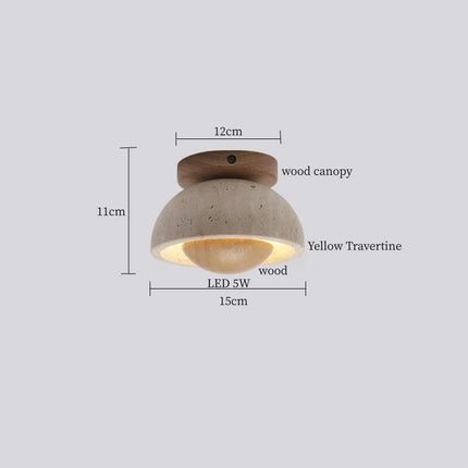 Applique Murale LED Japon Wabi Sabi en Travertin Jaune, Ambiance Chaleureuse