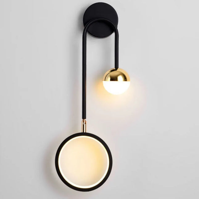 Applique Murale LED Rotative Design Nordique Moderne en Métal Noir, Luminaire Intérieur Haut de Gamme