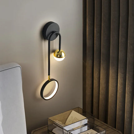 Applique Murale LED Rotative Design Nordique Moderne en Métal Noir, Luminaire Intérieur Haut de Gamme