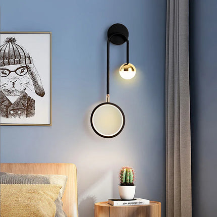 Applique Murale LED Rotative Design Nordique Moderne en Métal Noir, Luminaire Intérieur Haut de Gamme
