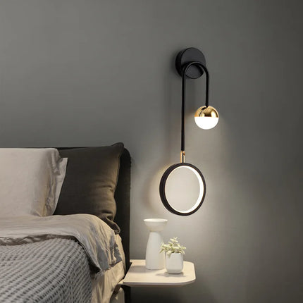 Applique Murale LED Rotative Design Nordique Moderne en Métal Noir, Luminaire Intérieur Haut de Gamme