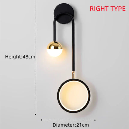 Applique Murale LED Rotative Design Nordique Moderne en Métal Noir, Luminaire Intérieur Haut de Gamme