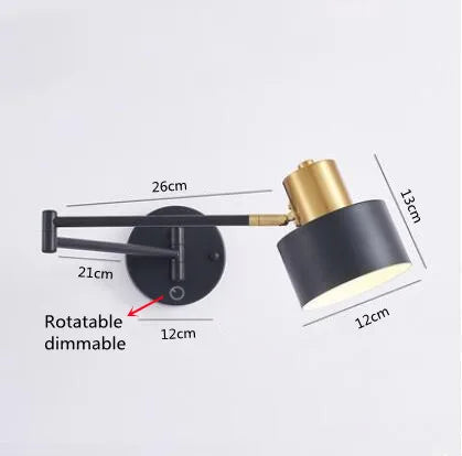 Applique Murale LED Moderne à Intensité Variable avec Interrupteur Télescopique Pliable