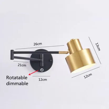 Applique Murale LED Moderne à Intensité Variable avec Interrupteur Télescopique Pliable