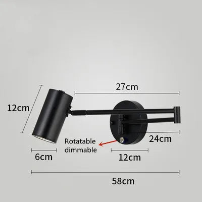 Applique Murale LED Moderne à Intensité Variable avec Interrupteur Télescopique Pliable