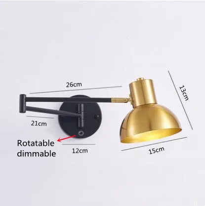 Applique Murale LED Moderne à Intensité Variable avec Interrupteur Télescopique Pliable