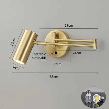 Applique Murale LED Moderne à Intensité Variable avec Interrupteur Télescopique Pliable