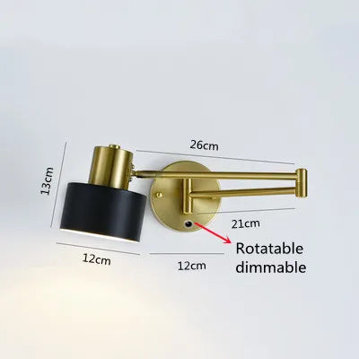 Applique Murale LED Moderne à Intensité Variable avec Interrupteur Télescopique Pliable