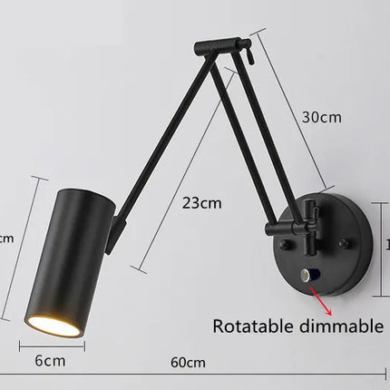 Applique Murale LED Moderne à Intensité Variable avec Interrupteur Télescopique Pliable