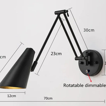 Applique Murale LED Moderne à Intensité Variable avec Interrupteur Télescopique Pliable