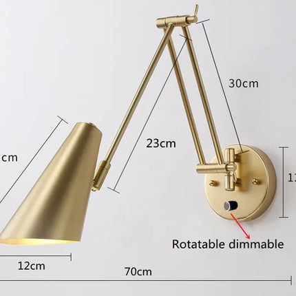 Applique Murale LED Moderne à Intensité Variable avec Interrupteur Télescopique Pliable