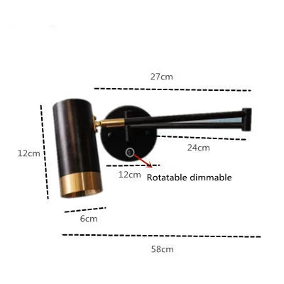 Applique Murale LED Moderne à Intensité Variable avec Interrupteur Télescopique Pliable