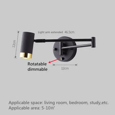Applique Murale LED Moderne à Intensité Variable avec Interrupteur Télescopique Pliable