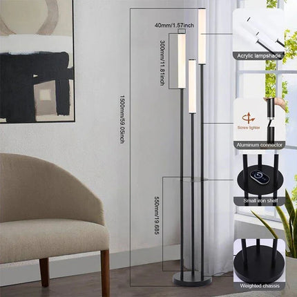 Lampadaire moderne minimaliste à trois têtes LED réglables pour salon intérieur - Luminous Place