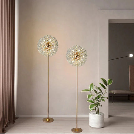Lampadaire cristal design nordique moderne en fer et verre dépoli, ambiance chaleureuse - Luminous Place