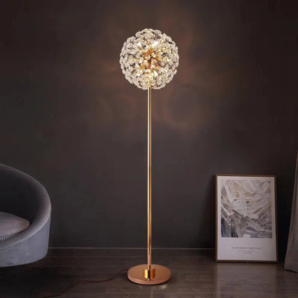 Lampadaire cristal design nordique moderne en fer et verre dépoli, ambiance chaleureuse - Luminous Place