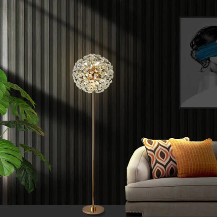 Lampadaire cristal design nordique moderne en fer et verre dépoli, ambiance chaleureuse - Luminous Place