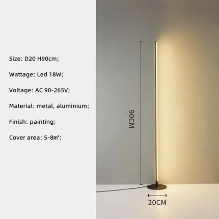 Lampadaire LED nordique noir à intensité variable avec interrupteur au pied, éclairage cosy pour salon et chambre - Luminous Place
