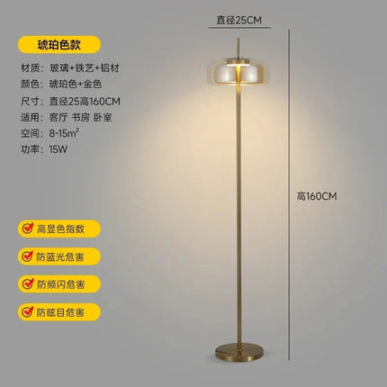 Lampadaire LED minimaliste en verre, lumière d’ambiance cosy pour salon et chambre - Luminous Place