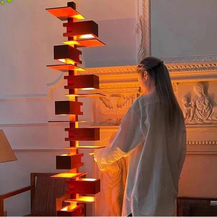 Lampadaire design italien en bois multicouche LED pour ambiance chaleureuse - Luminous Place