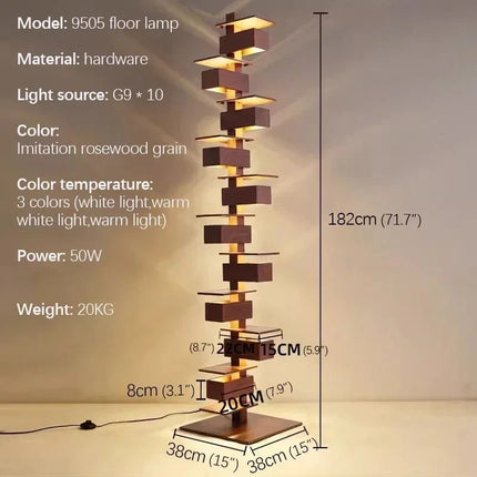 Lampadaire design italien en bois multicouche LED pour ambiance chaleureuse - Luminous Place