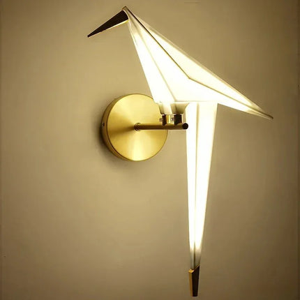 Lampadaire LED design oiseau en acier brossé, lumière chaleureuse d’intérieur - Luminous Place