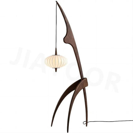 Lampadaire en bois massif style chinois rétro, lumière chaude ambiance cosy - Luminous Place