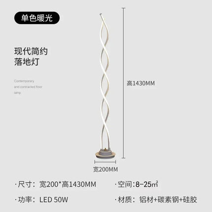 Lampadaire LED moderne minimaliste en spirale en aluminium pour salon et bureau - Luminous Place