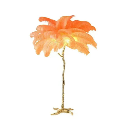 Lampadaire LED en plumes d'autruche, design nordique moderne, lumière chaleureuse pour salon et coin cosy - Luminous Place