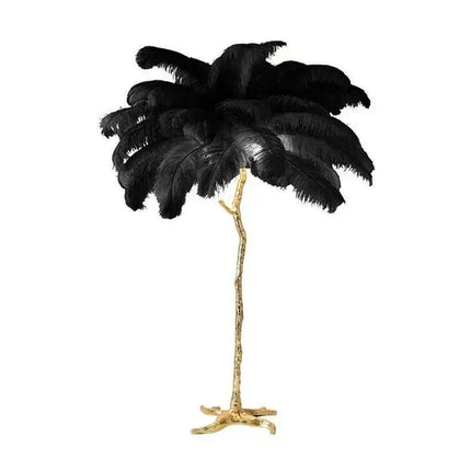 Lampadaire LED en plumes d'autruche, design nordique moderne, lumière chaleureuse pour salon et coin cosy - Luminous Place