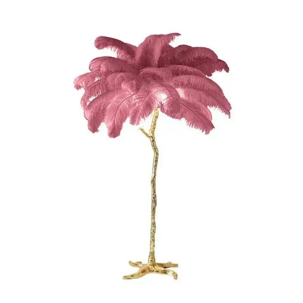 Lampadaire LED en plumes d'autruche, design nordique moderne, lumière chaleureuse pour salon et coin cosy - Luminous Place