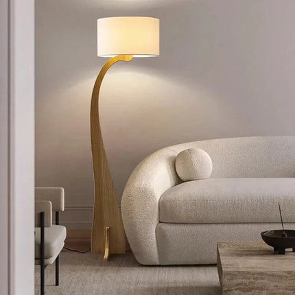 Lampadaire moderne en bois naturel lumière chaude dimmable LED - Télécommande - SIENA - Luminous Place