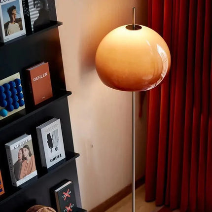 Lampadaire champignon en verre rétro avec lumière LED dimmable, ambiance cosy - Luminous Place