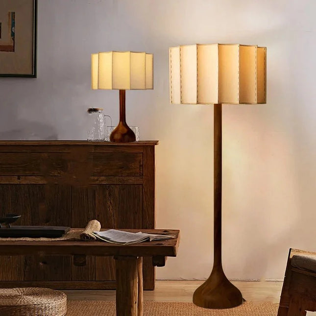 Lampadaire LED en Bois Massif au Design Minimaliste, Luminaire Décoratif Wabi Sabi - Luminous Place