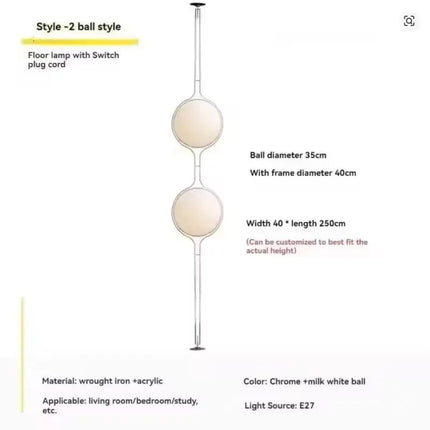Lampadaire LED Delord design Art Déco en métal chromé et acrylique blanc, lumière d’ambiance - Luminous Place