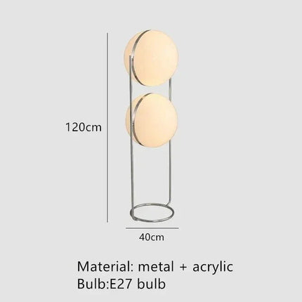 Lampadaire LED Delord design Art Déco en métal chromé et acrylique blanc, lumière d’ambiance - Luminous Place