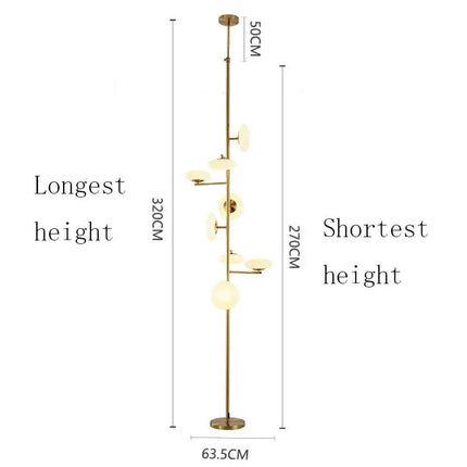 Lampadaire à poteau télescopique design moderne en métal avec lumière LED dimmable - Luminous Place