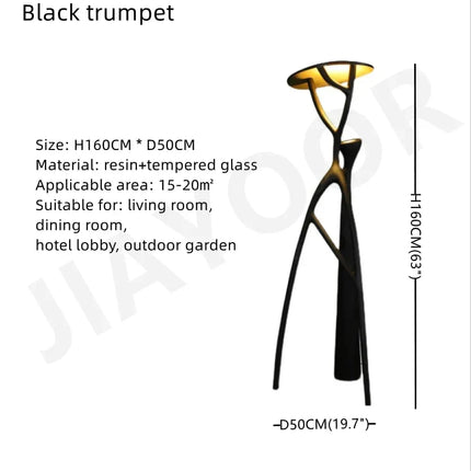 Lampadaire moderne nordique en résine sculptée, lumière LED décorative - Luminous Place