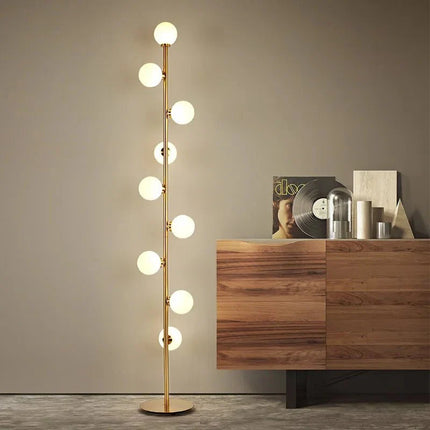 Lampadaire LED autoportant design nordique moderne en métal et verre dépoli, lumière douce pour salon et chambre - Luminous Place